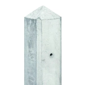 Beton-paal IJssel Wit diamantkop 10x10x280cm Kabeldoorvoer t.b.v. scherm 180x180cm A. van Elk bv